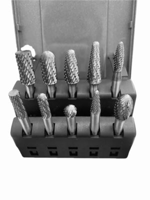 Bom preço 10pcs Carbide Tungsténio Burr Set Duplo Corte 1/4 ′′Shank Padrão Duplo Corte Carbide Burr rotativo em linha