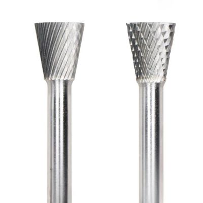 Bom preço Tipo de corte único N Conus invertido Carbide Burr 6mm Diâmetro da haste 19mm Diâmetro da cabeça Perfil da superfície de usinagem da peça de trabalho em linha